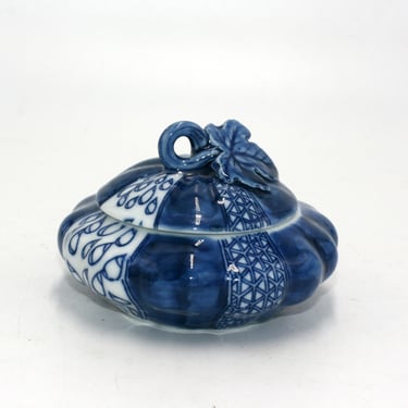 vintage Fitz and Floyd blue ceramic trinket dish 