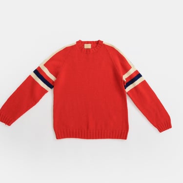 Vintage 70s red knit wool blend ski sweater 