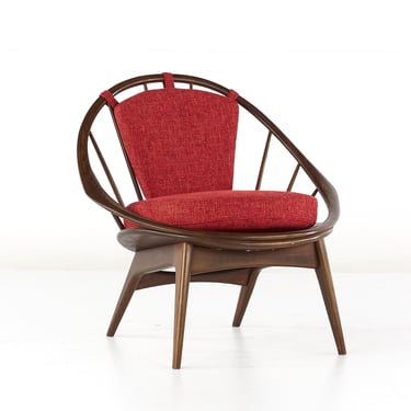 Kofod Larsen for Selig Mid Century Walnut Hoop Peacock Chair - mcm 