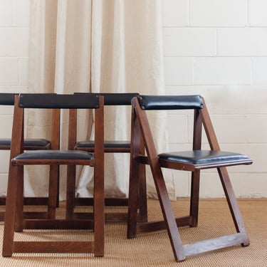 midcentury folding mahogany chairs, set of 4
