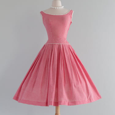 The Perfect 1950's Red &amp; White Cotton Sun Dress By Youth Guild / XS