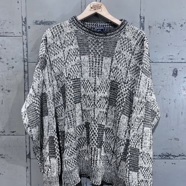 Vintage 90s Peconic Bay Traders Abstract Pattern Grandpa Fashion Made in USA 1990s Fashion Basic Essential Knit Sweater Large unisex 