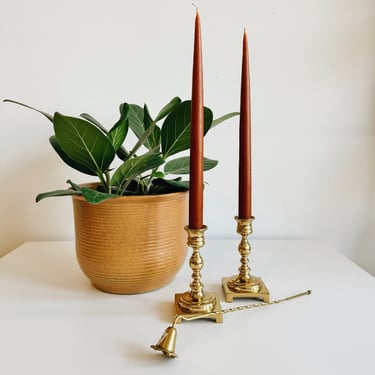 Pair of Shiny Brass Candle Holders