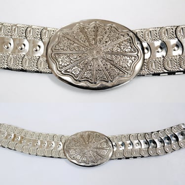 70s 80s Vintage Silver Stretch Belt Metal Western Cowboy Cowgirl Vintage Stretch Metallic Silver Wedding Belt Small Medium large 