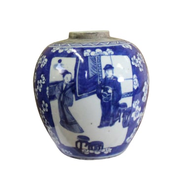 Chinese Oriental Handpaint Small Blue White Porcelain Ginger Jar ws573E 