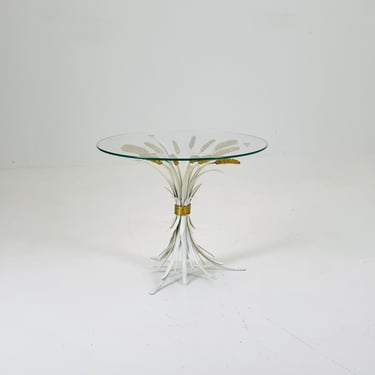 Hollywood Regency Hans Kögl  Coffee Table in Wheatsheaf Look in White & Gold, 1960s 