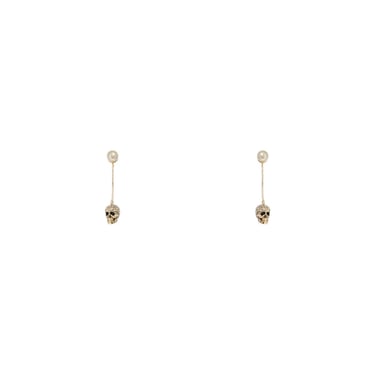 Alexander Mcqueen Skull Earrings With Pavé And Chain Women