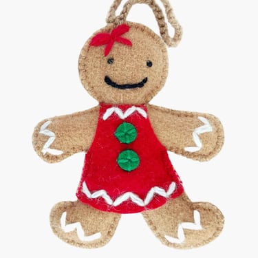 Gingerbread female wool ornament