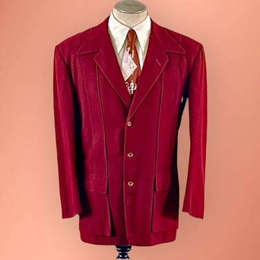 Spectacular 1940s Burgundy Wool Hollywood / Loafer / Sport Jacket 