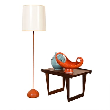 Orange Mid Century Modern Metal Floor Lamp
