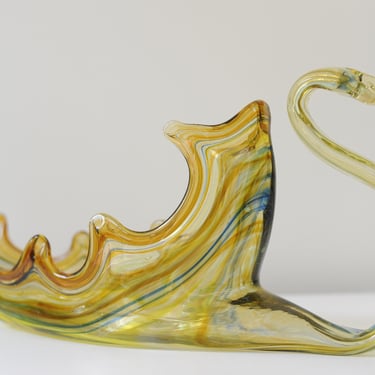 Vintage Blown Glass Swan Planter 