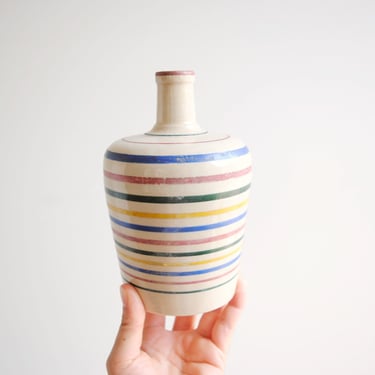 Vintage Striped Ceramic Vase or Jug 