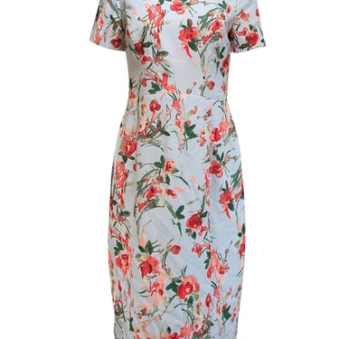 Black Halo - Pale Blue &amp; Pink Floral Short Sleeve Dress Sz 10