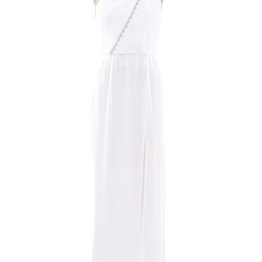 Travilla Plisse Pleated One Shoulder Gown