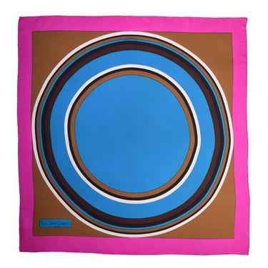 Yves Saint Laurent Vintage 1960s Multicolor Mod Circle Op Art Graphic Silk Scarf