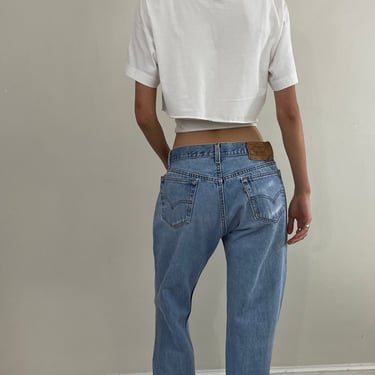 Vintage Levis 501 button fly soft faded tall boyfriend baggy jeans made in USA size 33 x 33