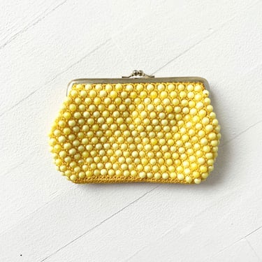 Vintage Yellow Beaded Clutch 