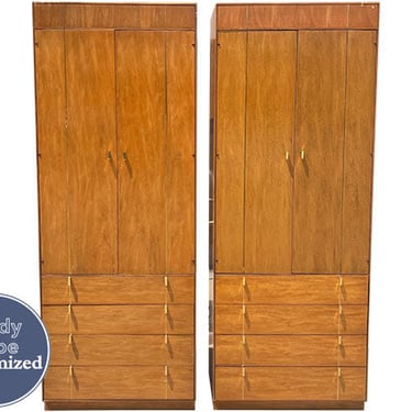 31.5&quot; Unfinished 2 Door 4 Drawer Vintage Cabinet Set of 2 #08241