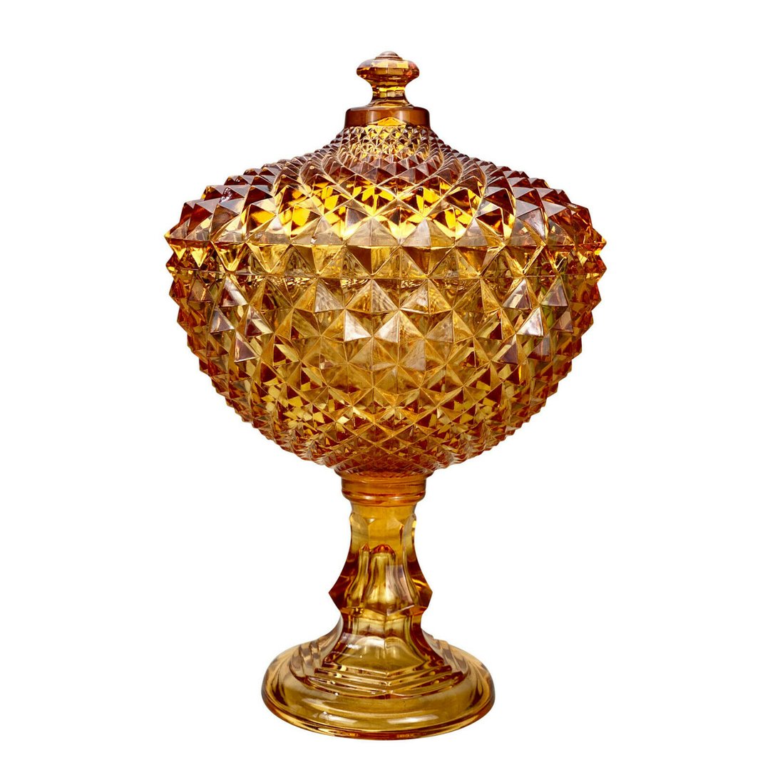 Vintage Hollywood Regency Westmoreland Sawtooth Amber Glass Compote ...