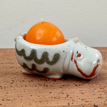 Takahashi Miniature Hippo Candleholder with Candle 