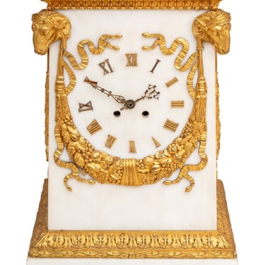 Louis XVI Style Ormolu Mounted White Marble Clock