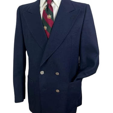 Vintage CHRISTIAN DIOR Wool Double-Breasted Navy Blazer ~ size 44