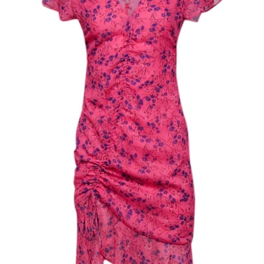 Majorelle - Pink w/ Purple Floral Print Midi Dress Sz S
