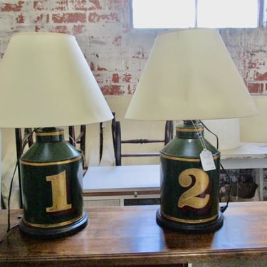 PAIR PRICED SEPARATELY LARGE TEA CANISTER LAMPS