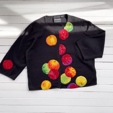 cute cottagecore sweater y2k vintage Michael Simon apple mosaic cardigan 