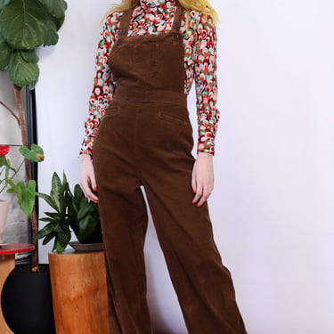 1970s Walnut Corduroy Overalls M/L