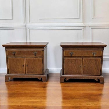 Mid Century Nightstands by Thomasville Wooden Nightstands, Vintage Bedside Tables, Classic Bedroom Furniture, Chinoiserie, Asian, MCM, Brass 