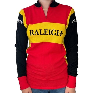 Vintage Raleigh Womens Wool Blend Cycle Quarter Zip Jersey Sz 4 Made in Italy 