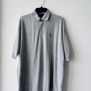 Vintage CHAPS Ralph Lauren Polo Shirt Gray Crest Logo Mens XL Preppy Golf 