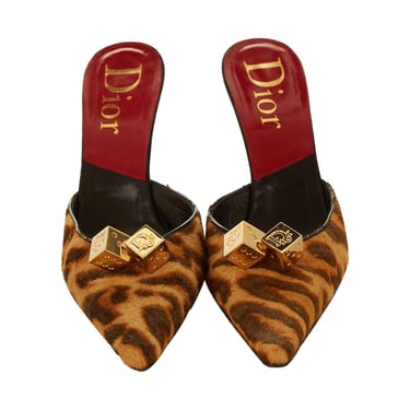 Dior Cheetah Print Logo Dice Heels