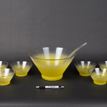 Blendo glass by West Virginia Glass, Yellow Ombre Glass Salad Bowl Set