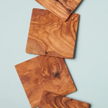 Olive Wood Square Coasters | Set of 4