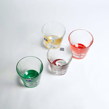 Pool Parlor Lowball Glasses by Luminarc, New In Box! Set of 4, Vintage 1980's 