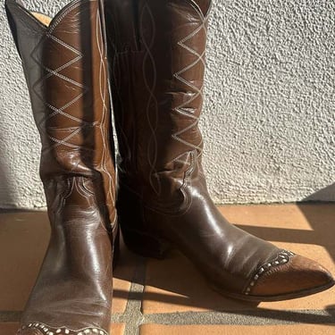 Tony Lama Cowboy Boots - Two Tone Brown