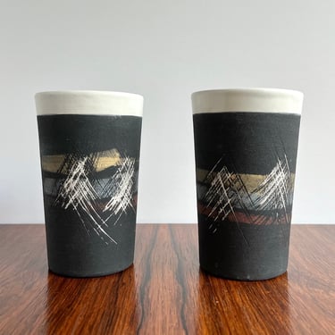 Pair of Vintage Alice Smith - Chalice Pottery of California Tumbler Cups 