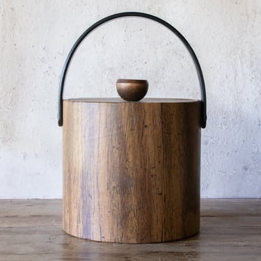Faux Wood Ice Bucket with Lid, Vintage Wine Cooler Bucket, Retro Planter Pot 