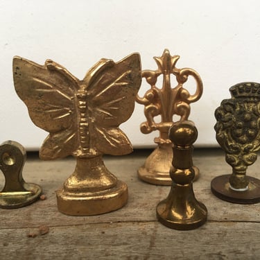 Vintage Wax Sealing Stamps Lot Of 5, Lot Of Used Sealing Wax, Brass Stampers, Love Letters, Letter Writing 
