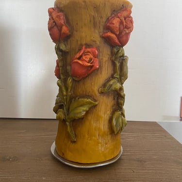 Vintage German Pillar Candle Hand Carved 1960s RARE Nun Made 