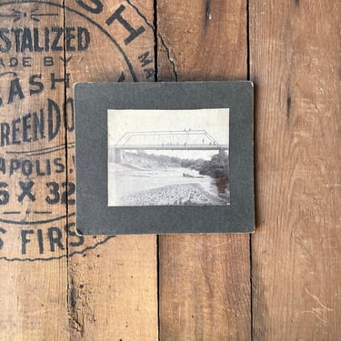 Antique Iron Bridge Workers Landscape Cabinet Card Photo 
