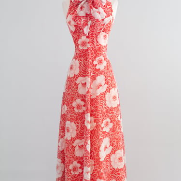 Fab 1970's Red and White Cotton Voile Maxi | Xtabay Vintage - Portland, OR  | ATTIC