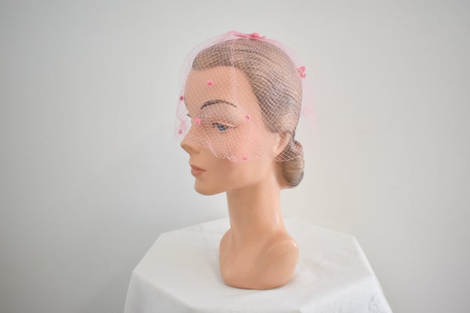 1960s Pink Whimsy Netting Hat 