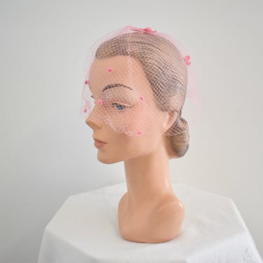1960s Pink Whimsy Netting Hat 