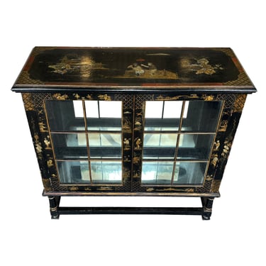 Pair of Antique Ebonized Chinoiserie Cabinets