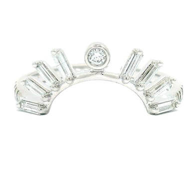 White Gold Rising Sol Baguette Diamond Crown - Large Arch