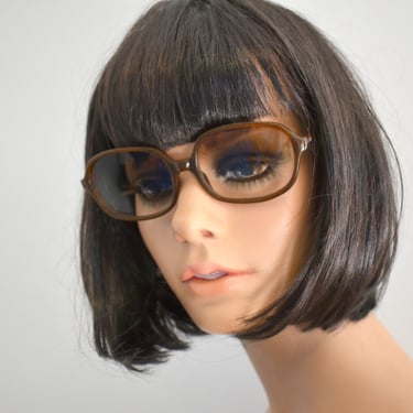1970s Brown Plastic Rectangle Sunglasses 