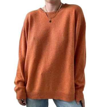 Vintage Northern Isles Mens Orange 100% Cashmere Soft Preppy Sweater XL 